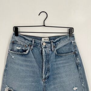 Agolde 90's Mid Rise Loose Distressed Straight Leg Jeans In Major